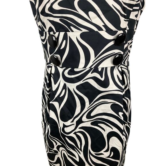 MICHAEL KORS Sheath Dress NWT NEW Black White 10 Art Retro Print Career Pockets - Picture 4 of 11